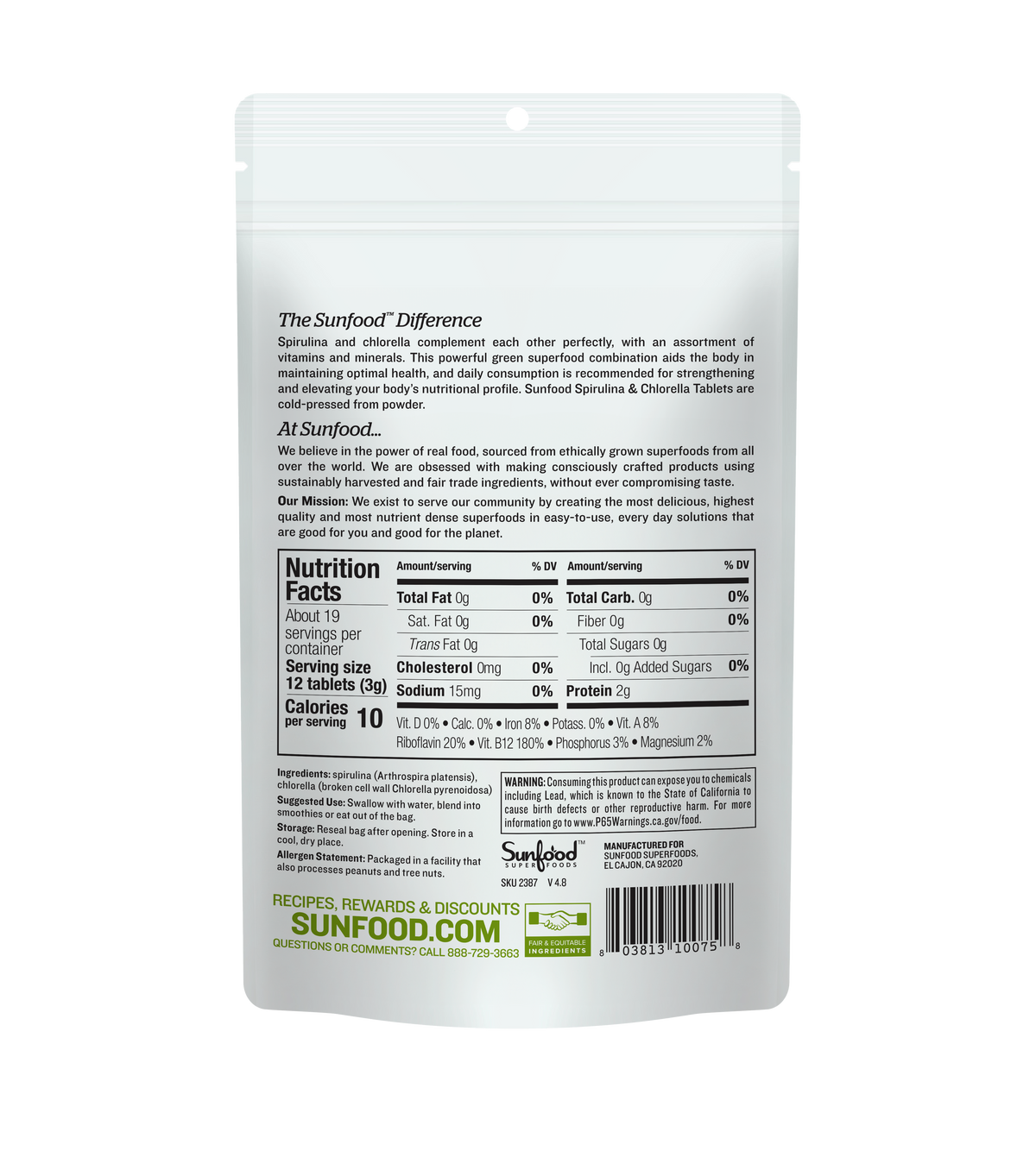 Spirulina & Chlorella Tablets, 2 oz